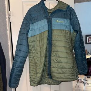 Cotopaxi Olive & Teal Colorblock Quilted Jacket